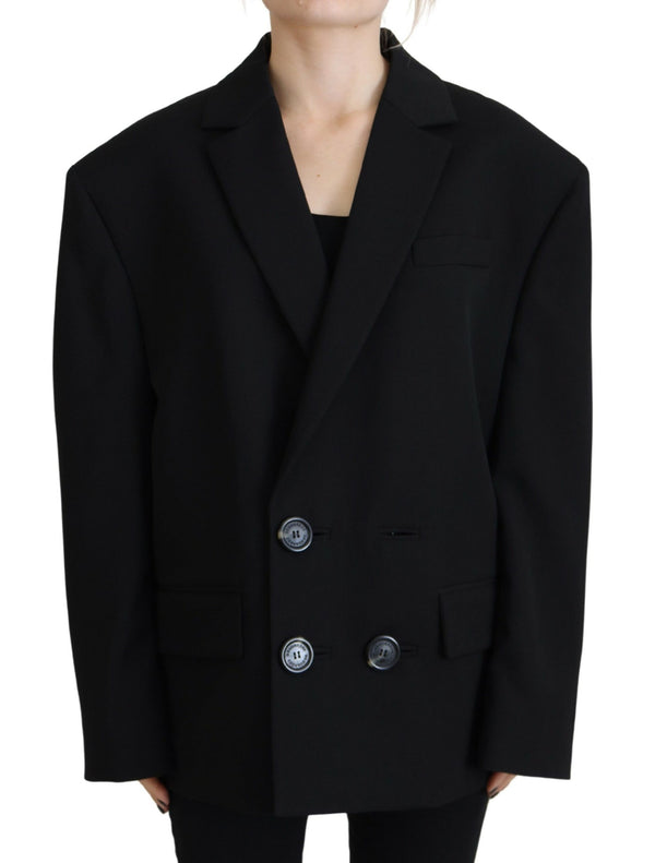 Veste de blazer à manteau à double seins noirs