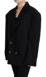 Veste de blazer à manteau à double seins noirs