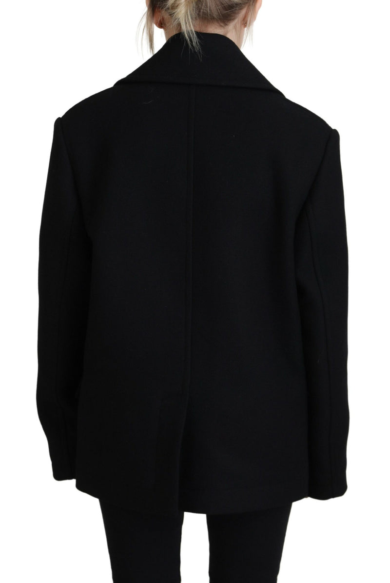 Veste de blazer à manteau à double seins noirs