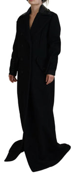 Black Double Breasted Long Coat Jacket