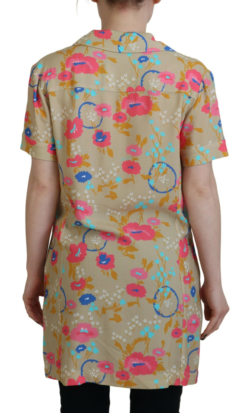 Blusa lunghe con pulsante colletto multicolore