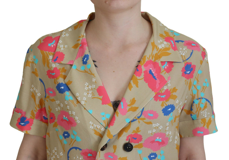 Blusa lunghe con pulsante colletto multicolore