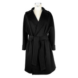 Elegant Black Virgin Wool Women's Coat