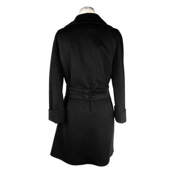 Élégant manteau de femmes en laine vierge noire