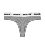 Chic Gray Logo Waistband Thong Set