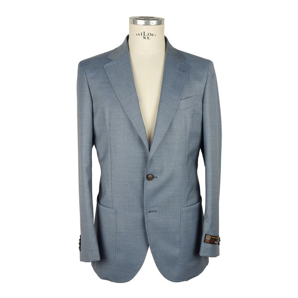 Light Blue Wool Men Blazer