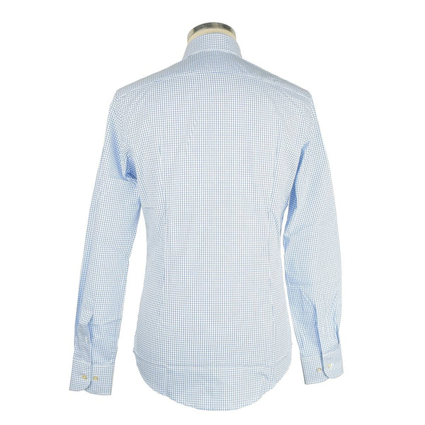 Elegante camicia Milano controllata bianca e blu