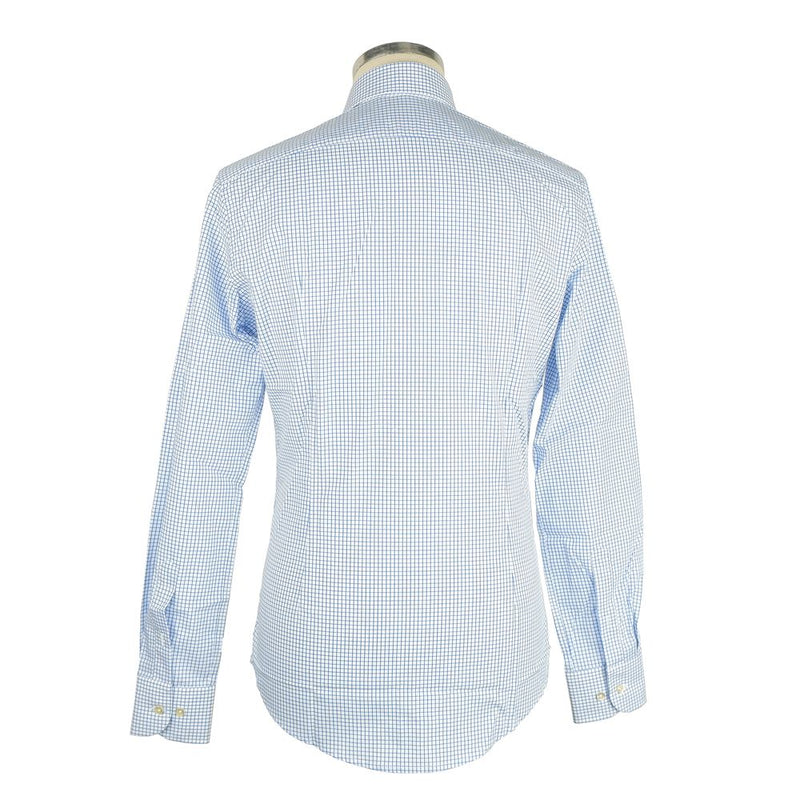 Elegante camisa de Milano a cuadros blanco y azul