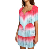 Elegant Pink Fringe Cocktail Dress