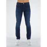 Eleganti jeans tratto di cotone blu scuro