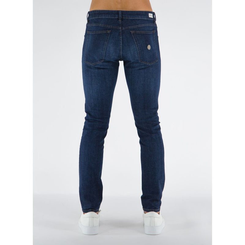 Eleganti jeans tratto di cotone blu scuro