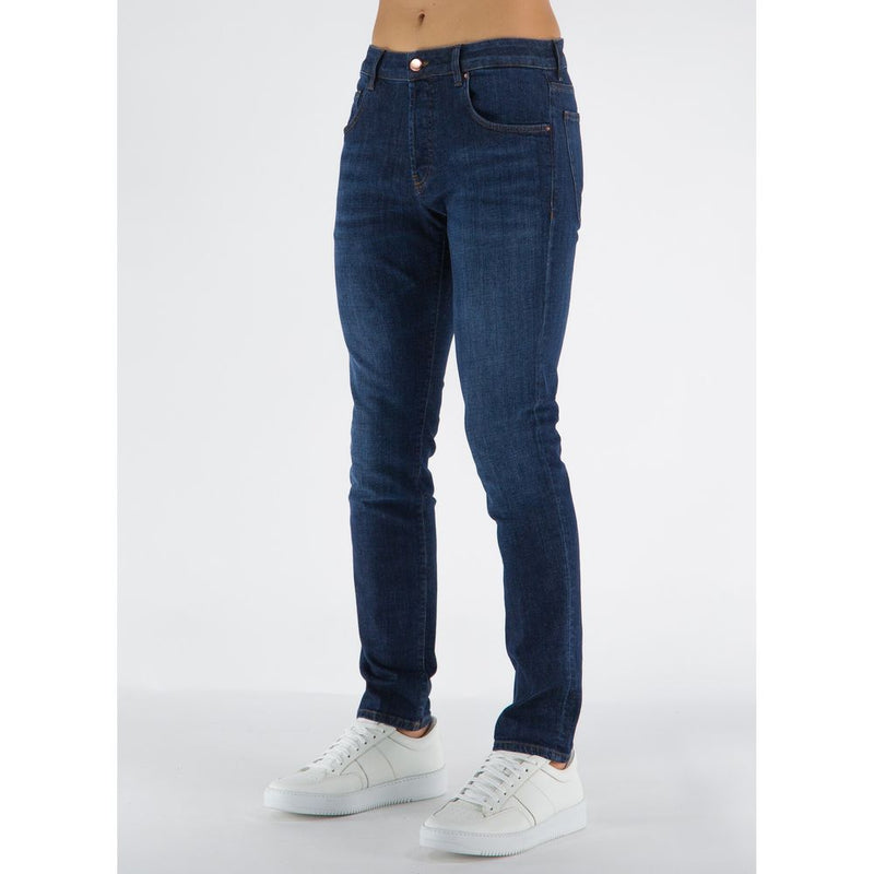 Eleganti jeans tratto di cotone blu scuro