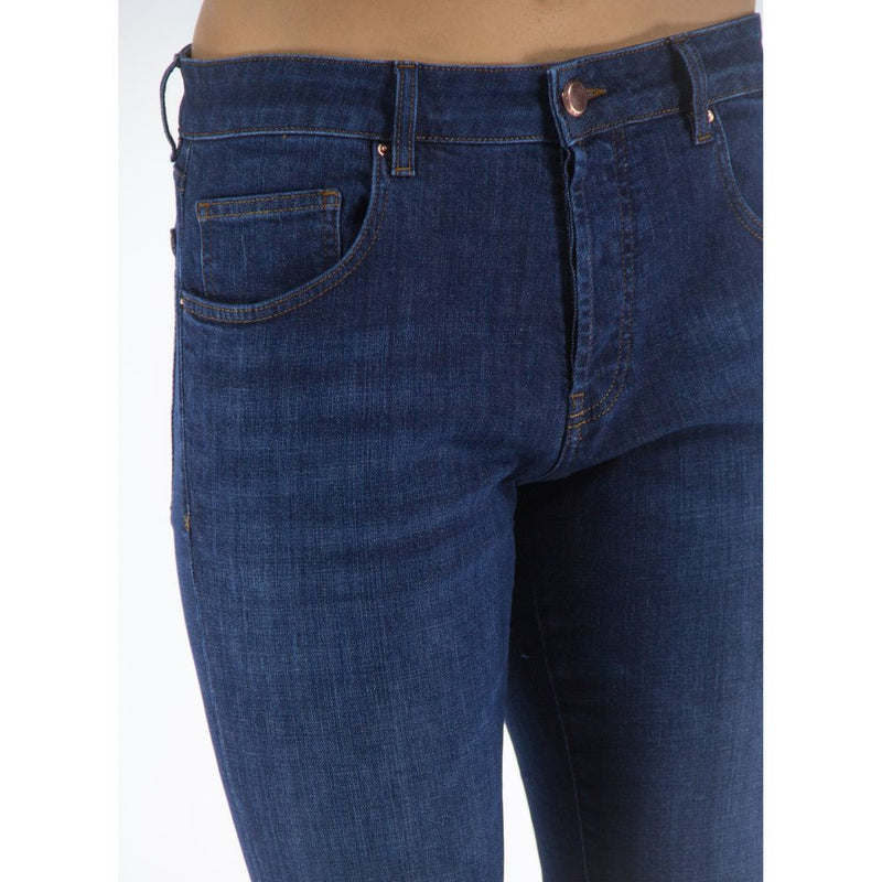 Eleganti jeans tratto di cotone blu scuro