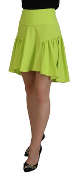 Green High Waist A-Line Mini Women Skirt