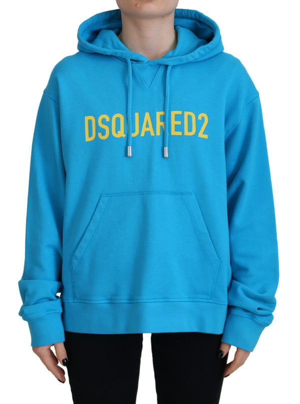 Blue Logo Druck Baumwoll Hoodie Sweatshirt Pullover