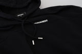 Schwarzer Logo Patch Cotton Hoodie Sweatshirt -Pullover