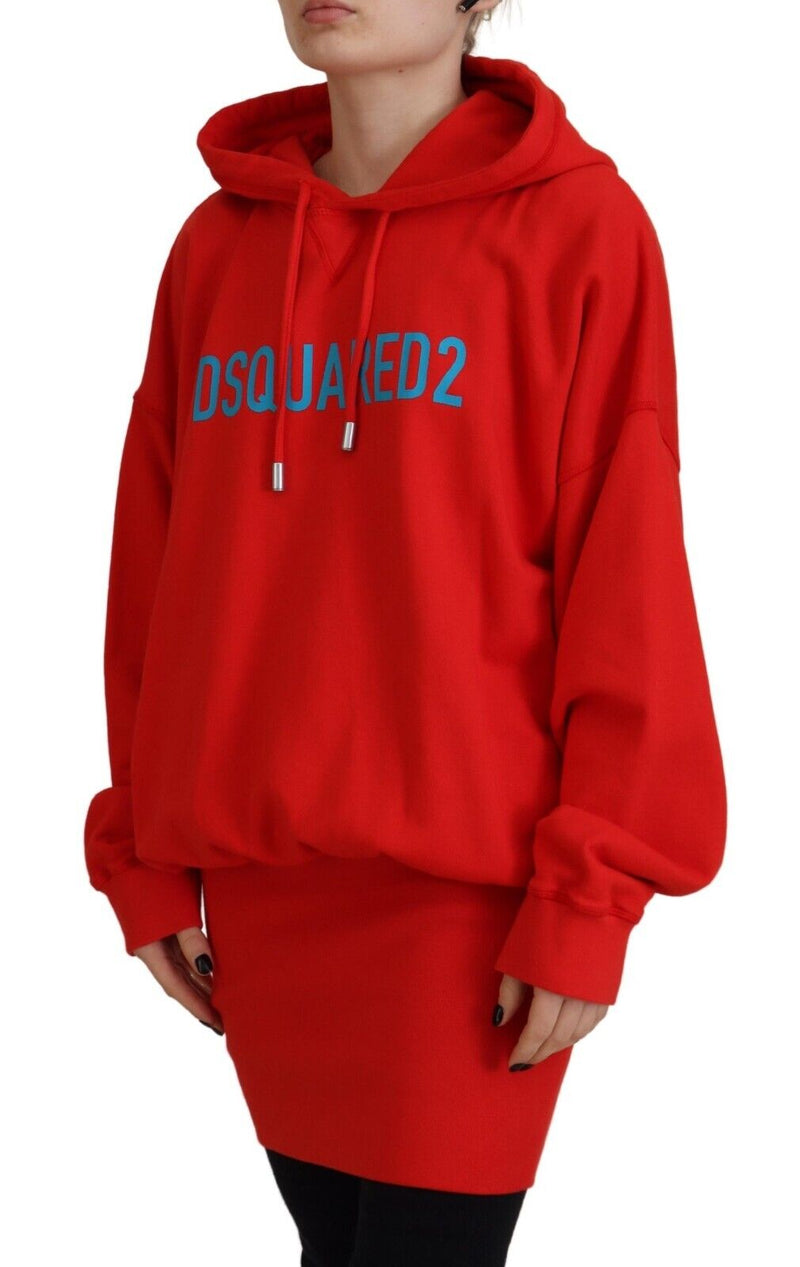 Red Logo Print Cotton Hoodie Sweatirt Sweater