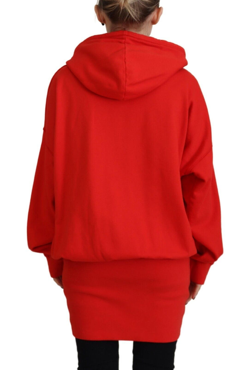 Red Logo Print Cotton Hoodie Sweatirt Sweater