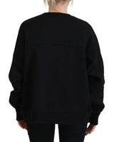 Maglione a maniche lunghe con donne in cotone nero