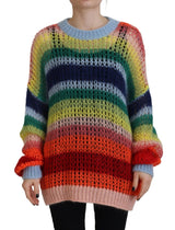 Maglione pullover mohair a maglia multicolore