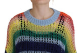 Multikolor gestrickter Mohair -Crewneck -Pullover -Pullover