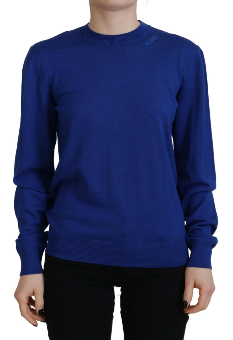 Blue Long Sleeve Crew Neck Casual Pullover