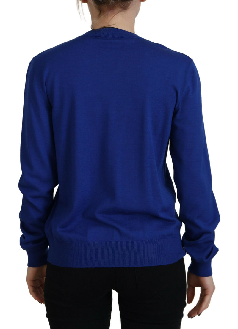 Blue Long Sleeve Crew Neck Casual Pullover