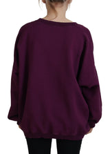 Pull à manches longues imprimées en détresse en coton violet