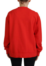 Rotwäsches gedruckter Crew Neck Langarmpullover