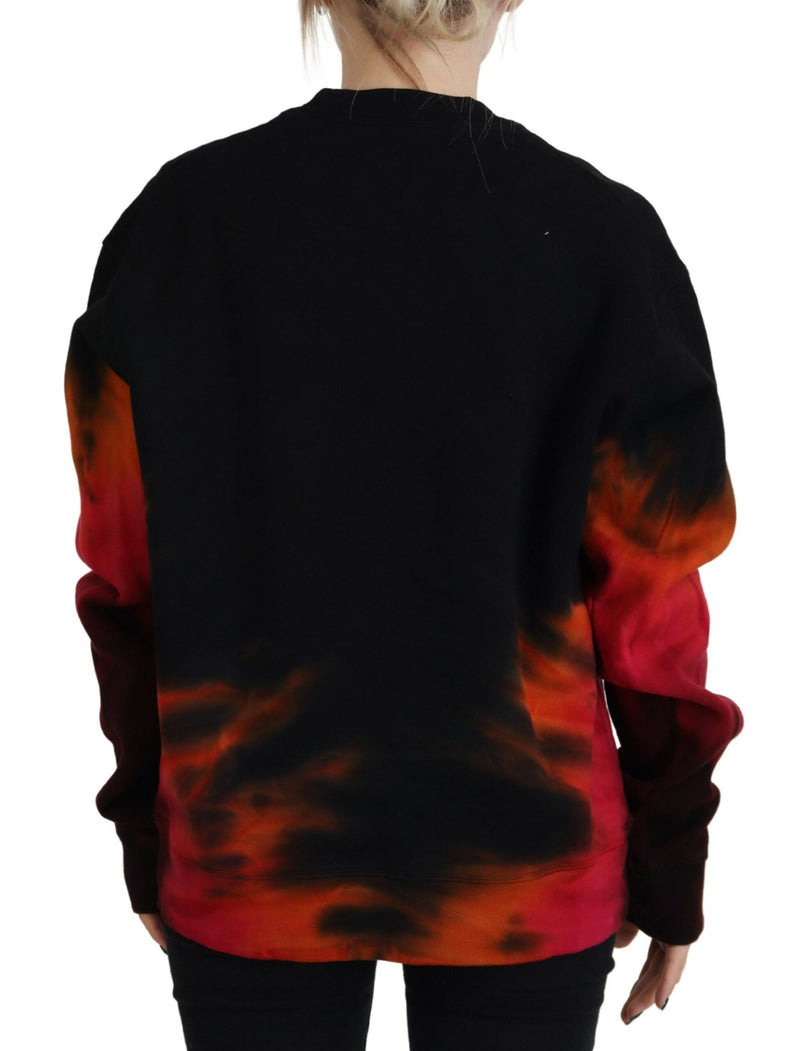 Black Tie Dye Logo Print Femmes Pull à manches longues