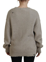 Pull pull de chariot en tricot en coton beige