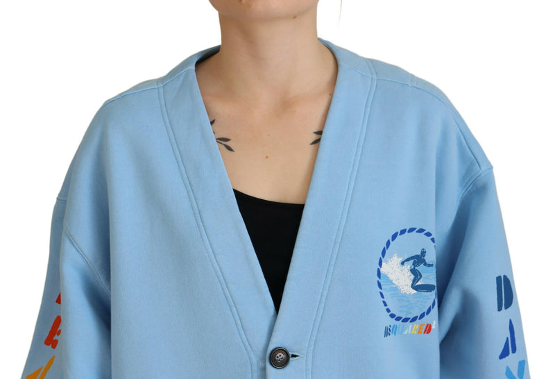 Pull cardigan boutonné en coton bleu