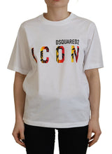 T-shirt di icone bianca di cotone brillante