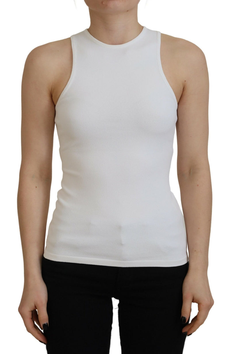 Viscose blanc sans manches T-shirt