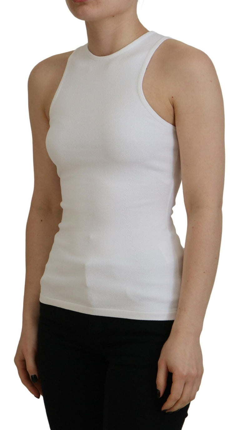 Viscose blanc sans manches T-shirt