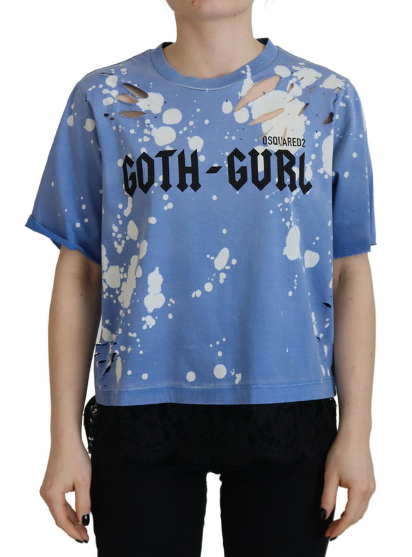 T-shirt Blue Goth Gurl imprimer en dentelle noire