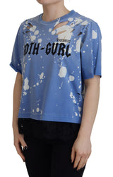 T-shirt Blue Goth Gurl imprimer en dentelle noire