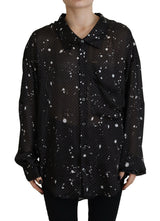 Black Polka Dots Colladed Bouth Down Blouse Top