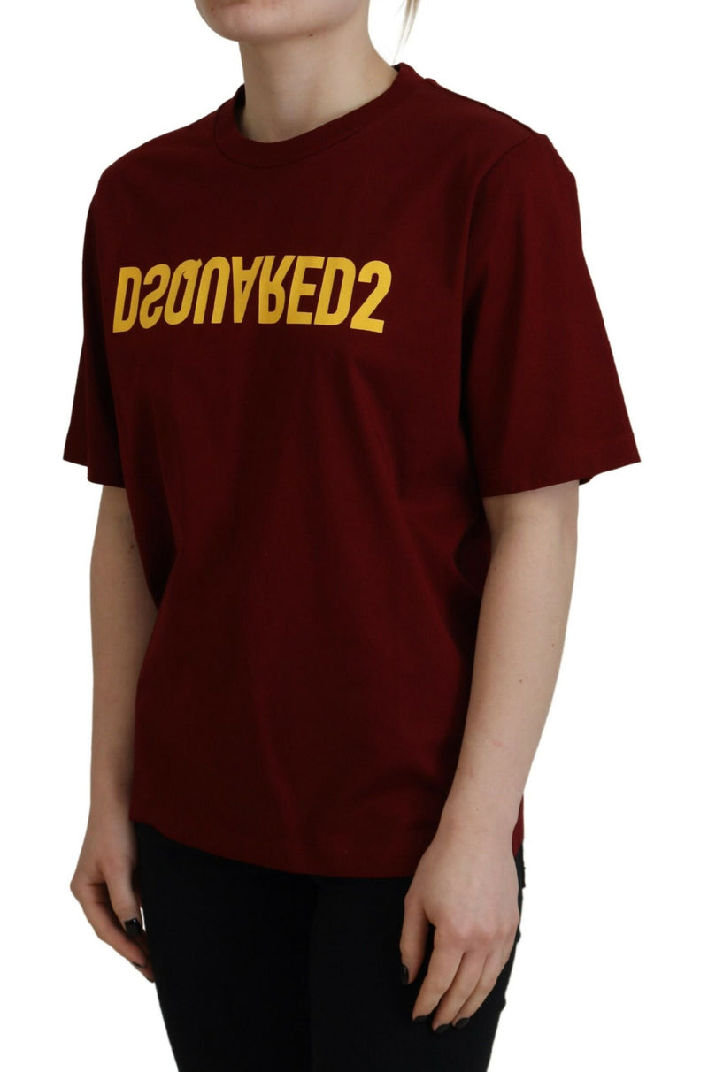 Maroon Logo Baumwollcrewneck Kurzarm Tee T-Shirt