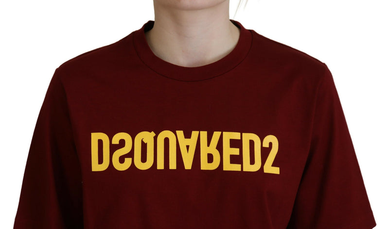 Maroon Logo Baumwollcrewneck Kurzarm Tee T-Shirt