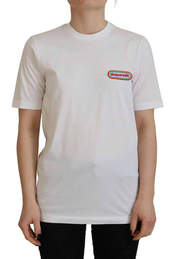 Camiseta de manga corta del parche de logotipo blanco