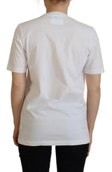 T-shirt a maniche corte a manica corta con patch di logo bianco