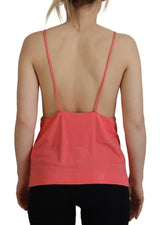 Pink sin mangas spaghetti corteta cami con cuello en V