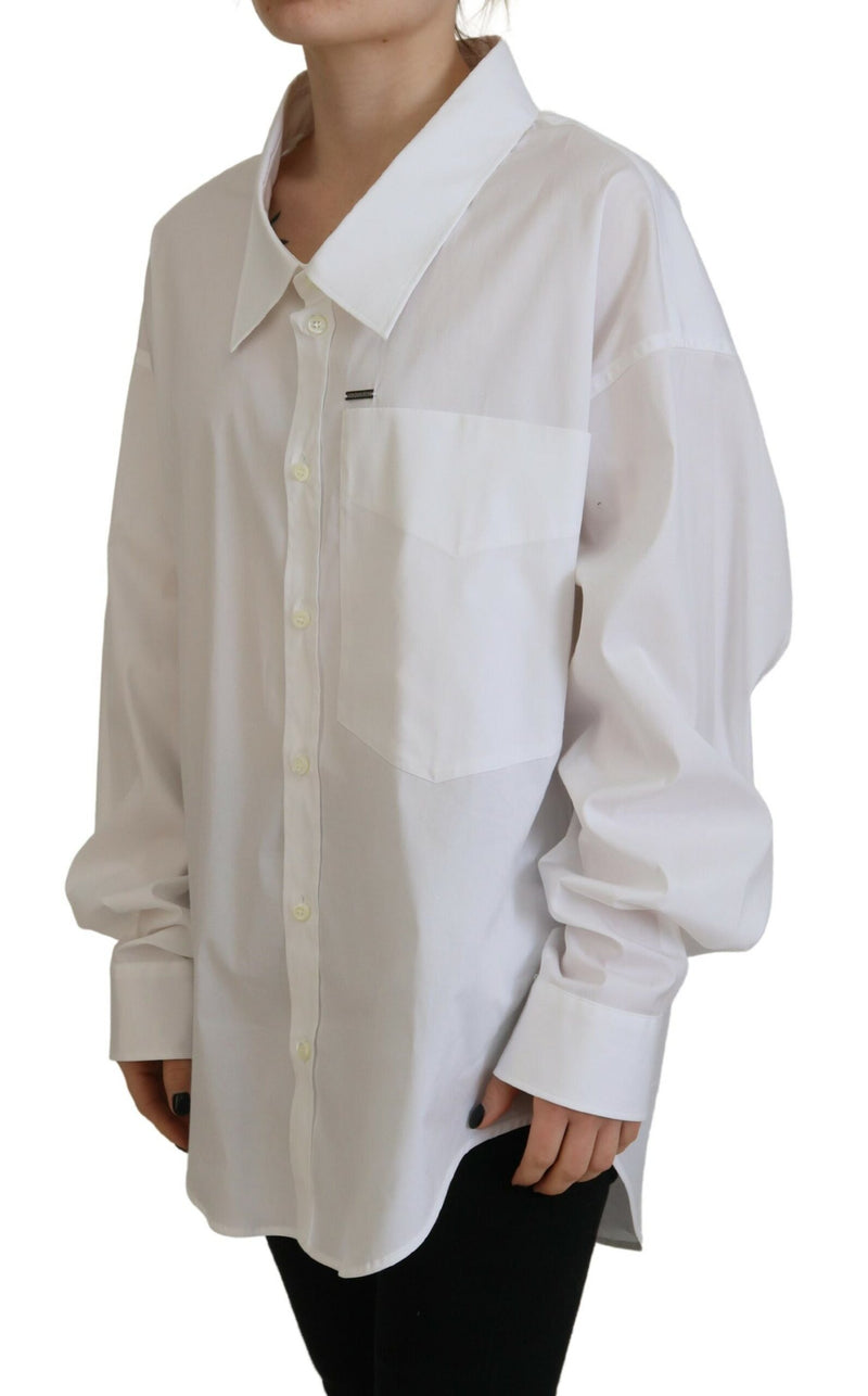 Camisa de vestir con cuello con botones de algodón blanco