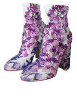 Chaussures des bottes extensibles en maillot floral blanc