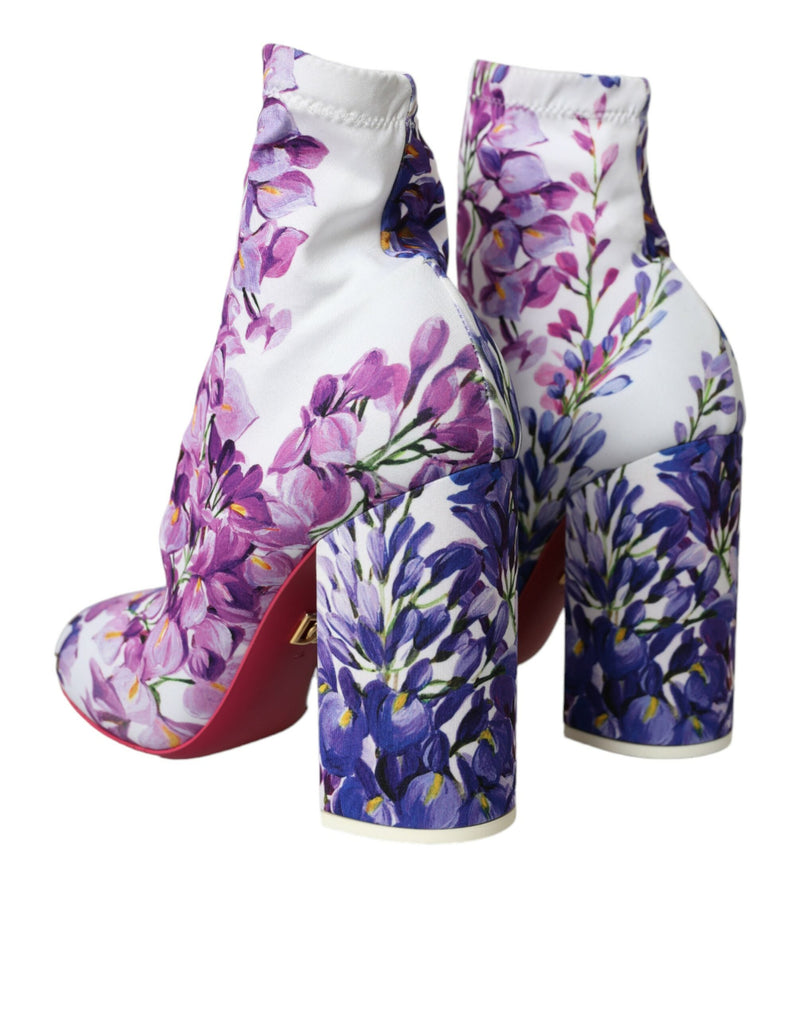 Zapatos de botas de tracción floral blanca