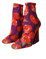 Chaussures des bottes extensibles en maillot floral violet