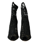 Black Stretch Taormina Lace Boots Shoes