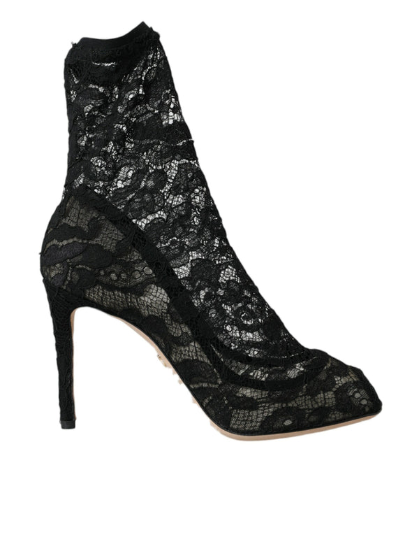 Chaussures de bottes en dentelle Taormina Black Stretch