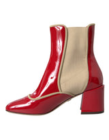 Rouge en cuir rouge beige embelli les chaussures de bouts de veau